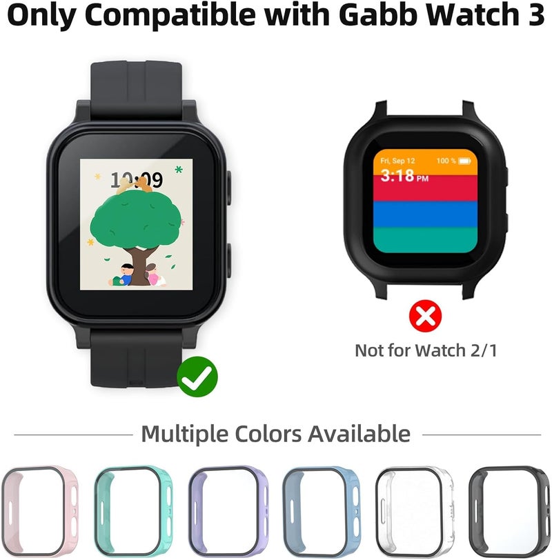 SimpleThings Compatible with Gabb Watch 3e/ 3 Screen Protector, 3Pack HD Clear Tempered Glass Screen Protector & Hard PC Protective Bumper for Boys Girls, Not Compatible with Gizmo (Teal+Purple+SandPink) - Image 2
